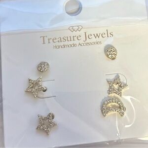 Treasure Jewels Dazzling Silver Star and Moon Earrings